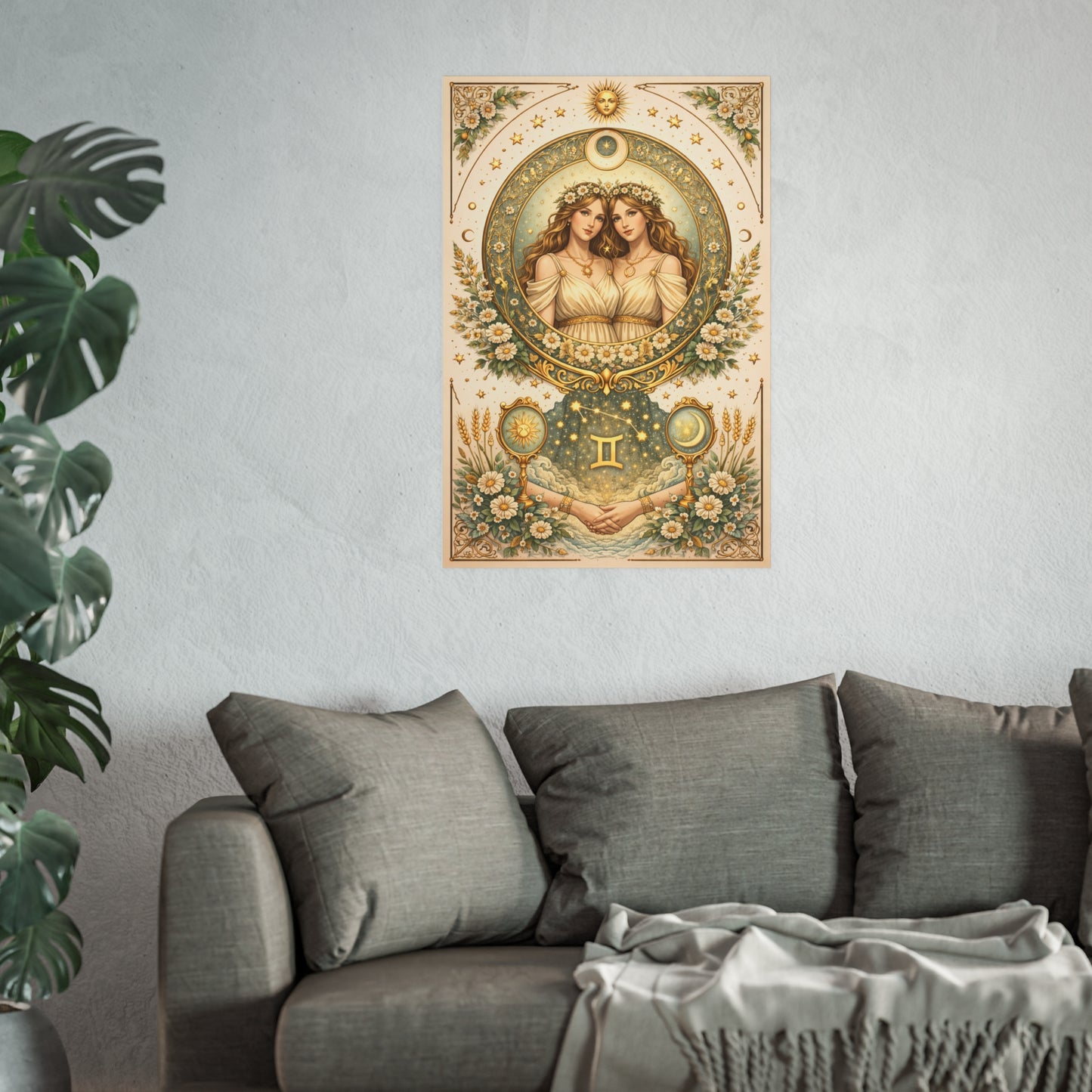 Celstial Gemini Zodiac Art Poster