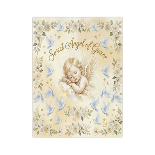 Sweet Angel of Grace Baby Blanket — Velveteen Microfiber Keepsake