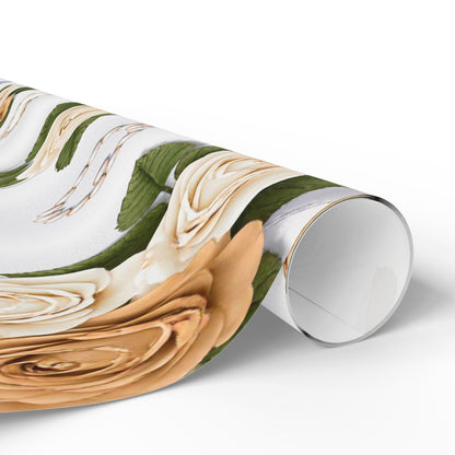 Elegant Cream Hearts and Diamonds Floral Gift Wrap Paper