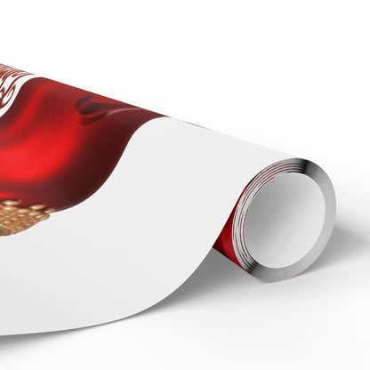 Christmas Ornament Wrapping Paper - "Merry Christmas" Red Bauble Gift Wrap