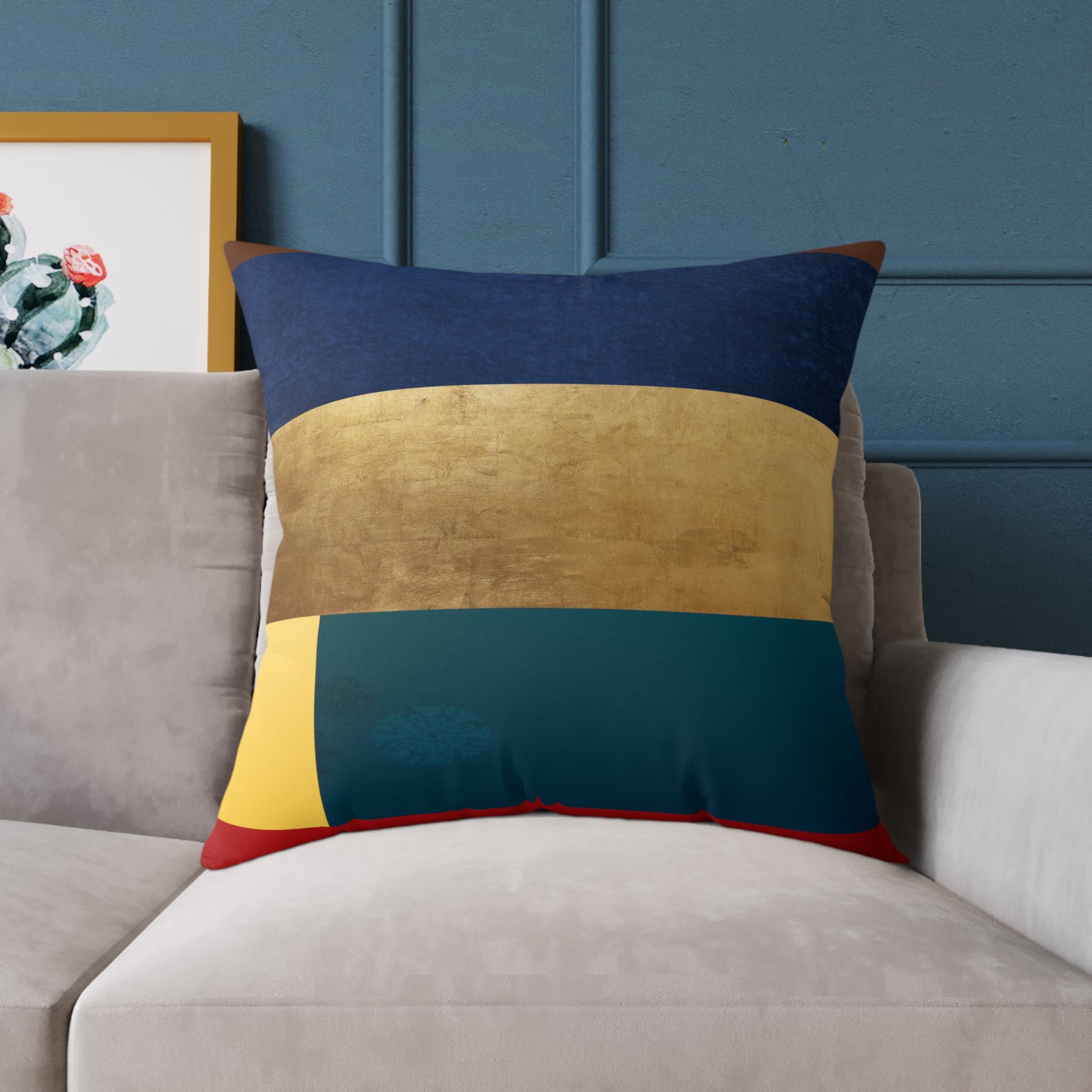 Abstract Color Block Square Pillow — Modern Geometric Decorative Throw Pillow by Grace Canvas Shop