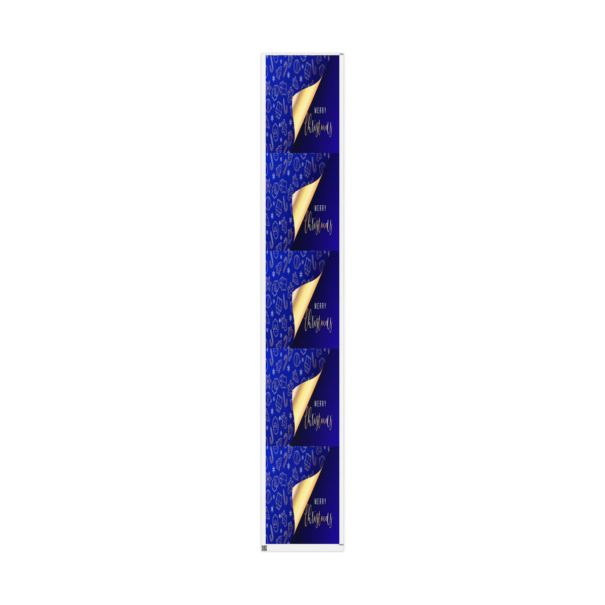 Christmas Wrapping Paper Roll - Blue & Gold 'Merry Christmas' Holiday Gift Wrap