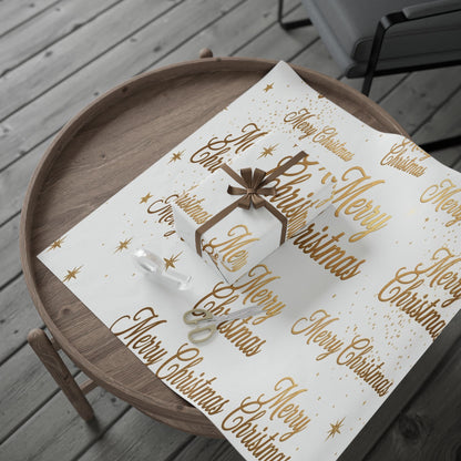 Merry Christmas Gold Script Wrapping Paper — Festive Gift Wrap for Holidays