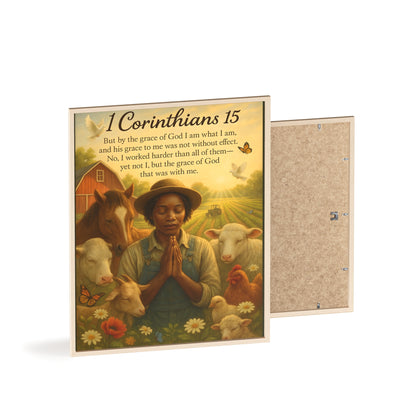 1 Corinthians 15 Prayer Farm Poster — Framed Inspirational Bible Verse Wall Art