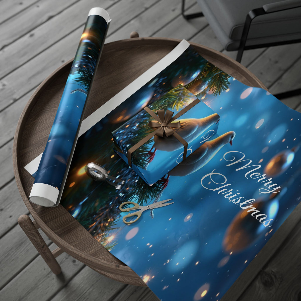 Holiday Night Forest Wrapping Paper — Blue Christmas Gift Wrap