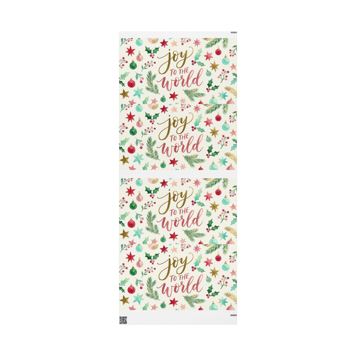 Joy to the World Christmas Wrapping Paper — Festive Watercolor Ornaments & Pine