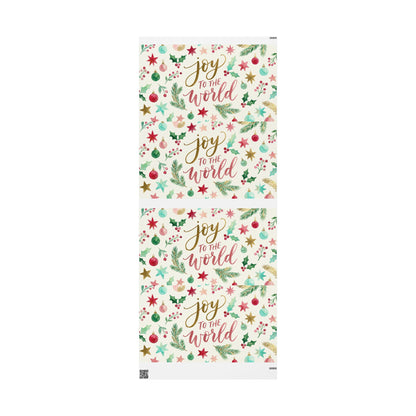 Joy to the World Christmas Wrapping Paper — Festive Watercolor Ornaments & Pine