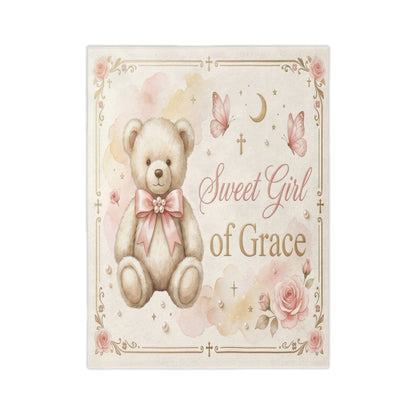 Baby Blanket — 'Sweet Girl of Grace' Velveteen Microfiber Teddy Blanket