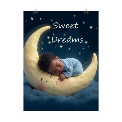 Sweet Dreams Baby Poster — Nursery Moon Sleep Wall Art