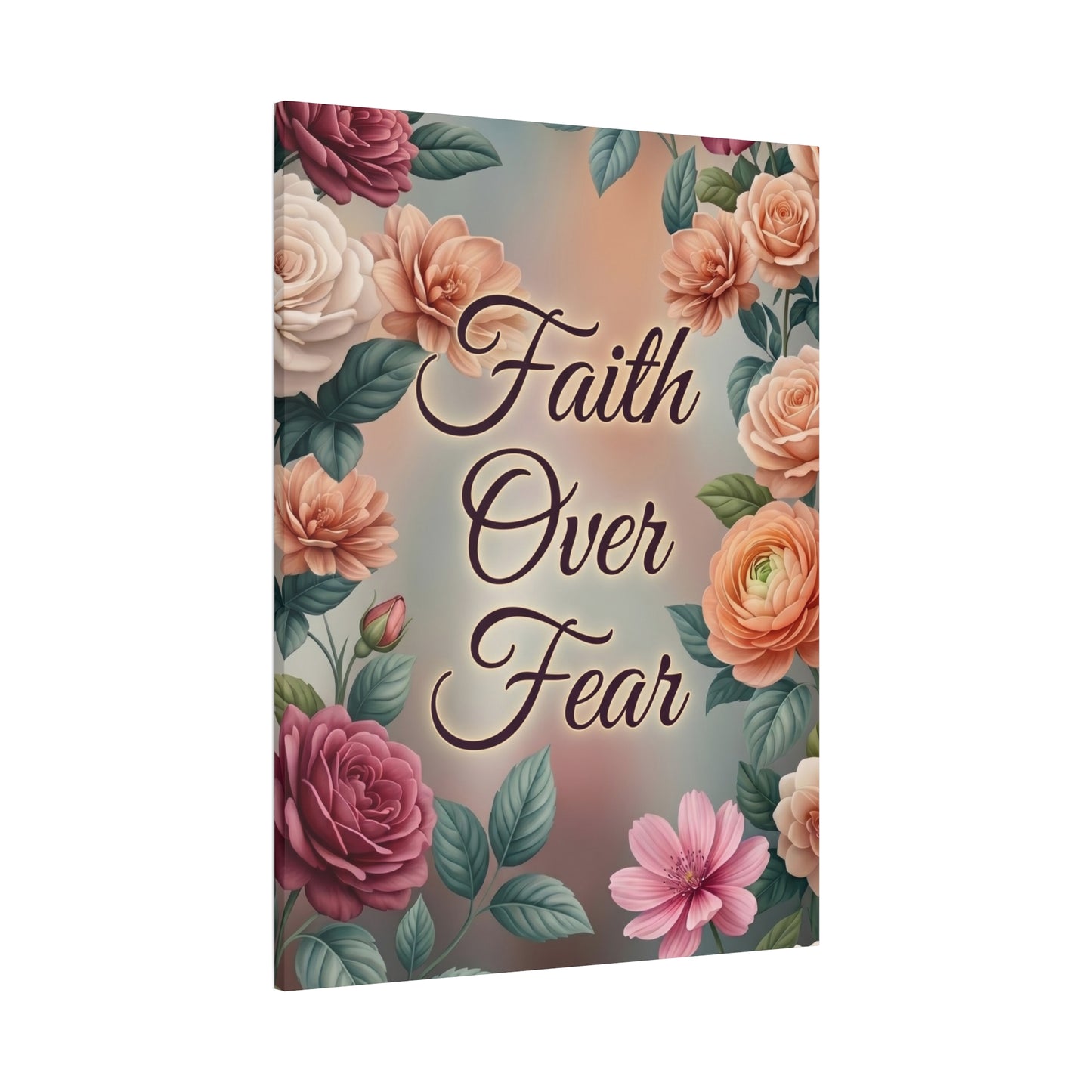Faith Over Fear Floral Canvas Wall Art