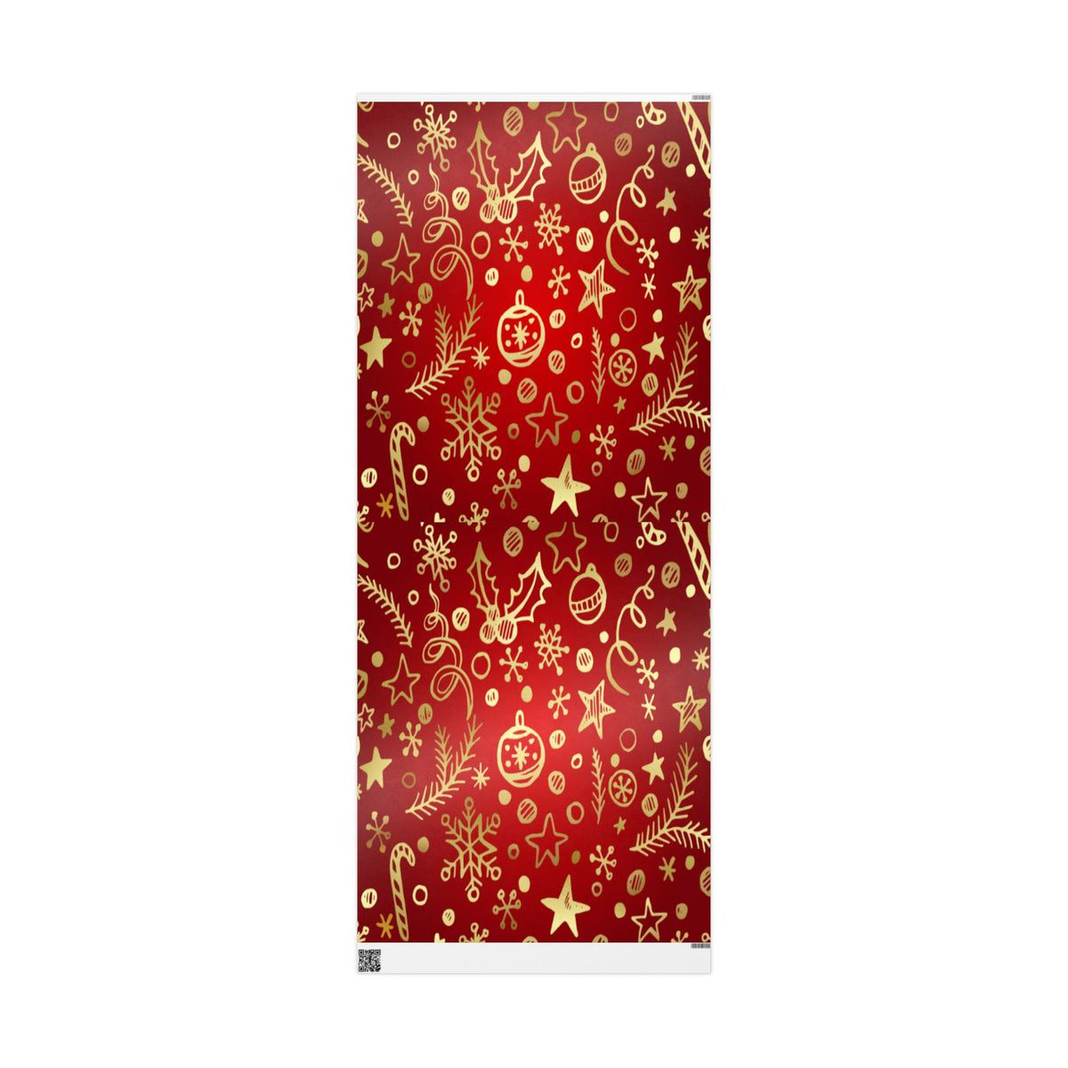 Festive Red & Gold Holiday Wrapping Paper Roll — Elegant Star and Swirl Gift Wrap