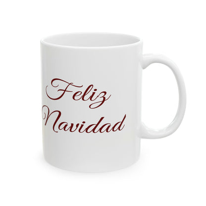 Feliz Navidad Cute Customized Ceramic Mug with Lamb Design by Grace Canvas.shop