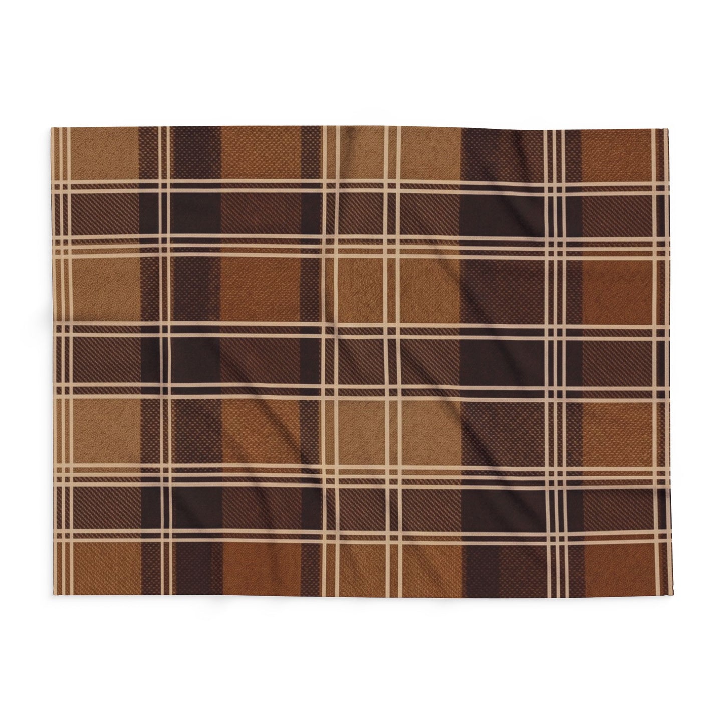 Brown Plaid Fleece Blanket – Cozy Rustic Throw for Cabin, Living Room, Gift