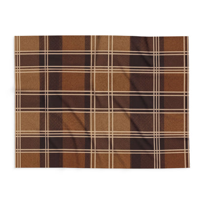 Brown Plaid Fleece Blanket – Cozy Rustic Throw for Cabin, Living Room, Gift