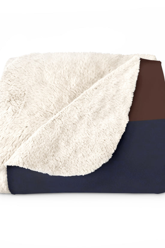 Colorblock Sherpa Blanket – Navy, Gold & Burgundy Cozy Throw by Grace Canvas Shop
