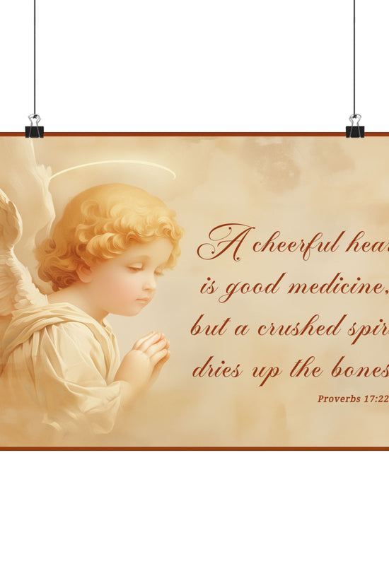 Inspirational Angel Poster - A Cheerful Heart Matte Horizontal Print by Grace Canvas Shop