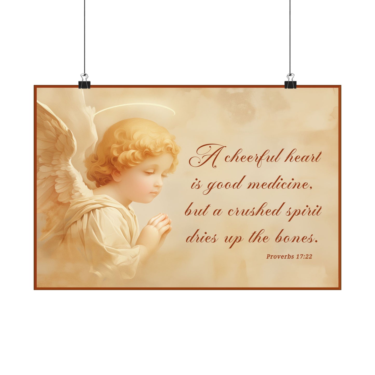 Inspirational Angel Poster  - A Cheerful Heart Matte Horizontal Print