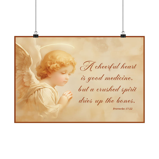 Inspirational Angel Poster - A Cheerful Heart Matte Horizontal Print by Grace Canvas Shop