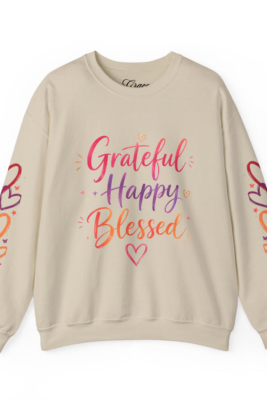 Grateful Happy Blessed Crewneck Sweatshirt