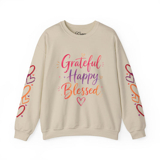 Grateful Happy Blessed Crewneck Sweatshirt