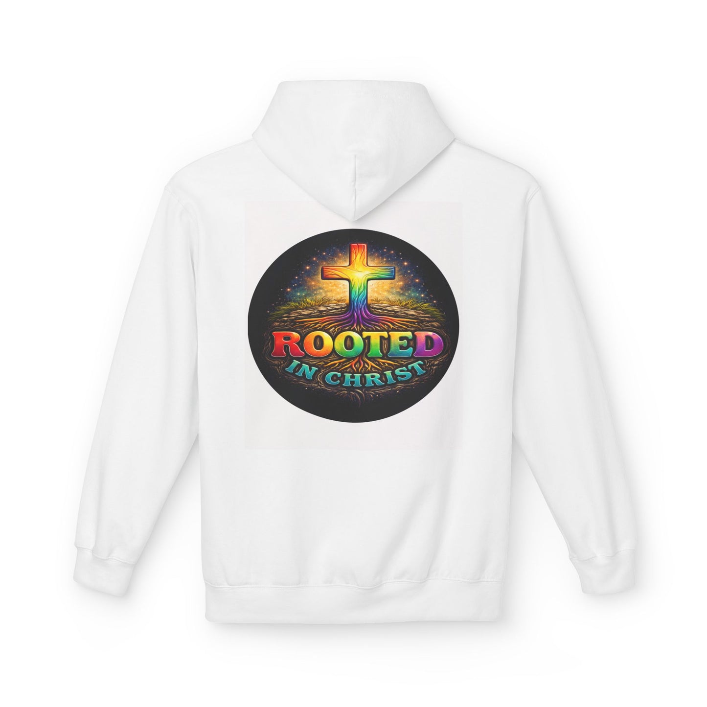 Rooted in Christ Hoodie —Unisex Christian Cross Faith Sweatshirt