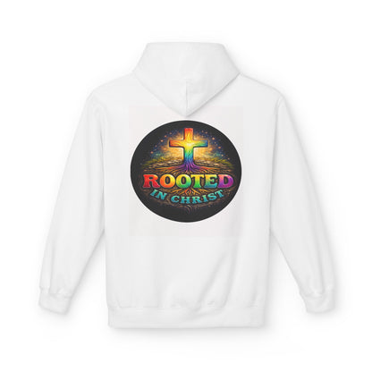 Rooted in Christ Hoodie —Unisex Christian Cross Faith Sweatshirt
