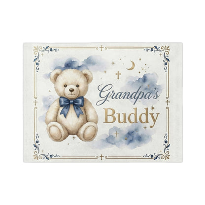 Grandpa's Buddy Plush Teddy Throw Blanket — Soft Velveteen Microfiber Baby Blanket