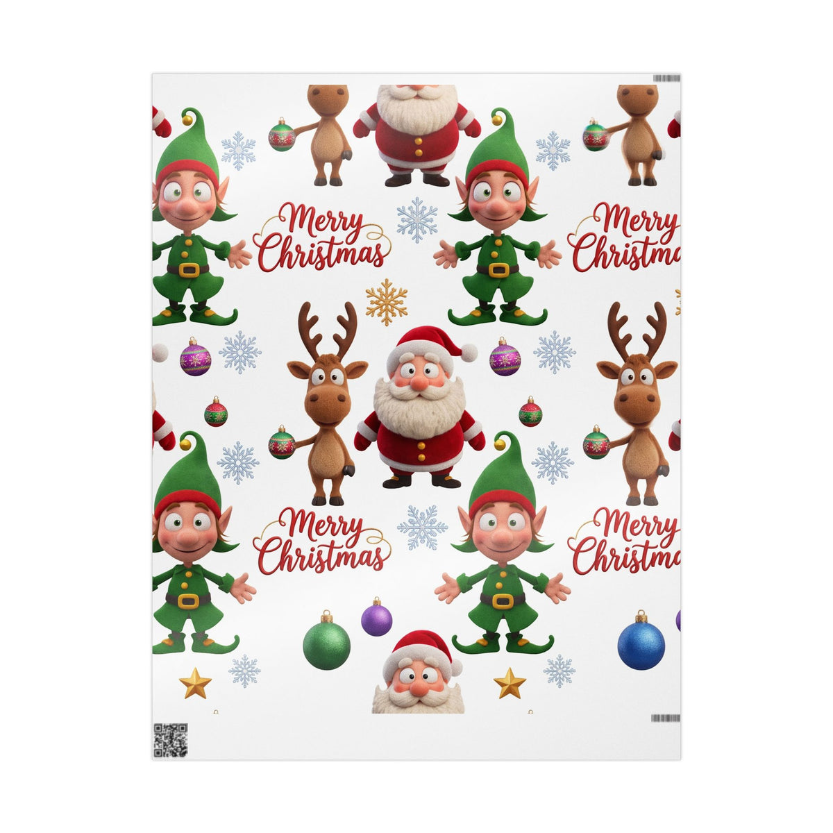 Christmas Elf Wrapping Paper Roll — Cute Holiday Gift Wrap with Elves & Trees
