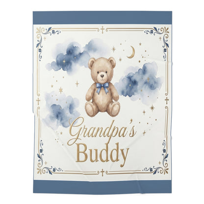 Grandpa's Buddy Baby Swaddle Blanket — Teddy Bear Moonlight Newborn Gift