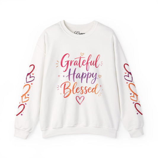 Grateful Happy Blessed Crewneck Sweatshirt
