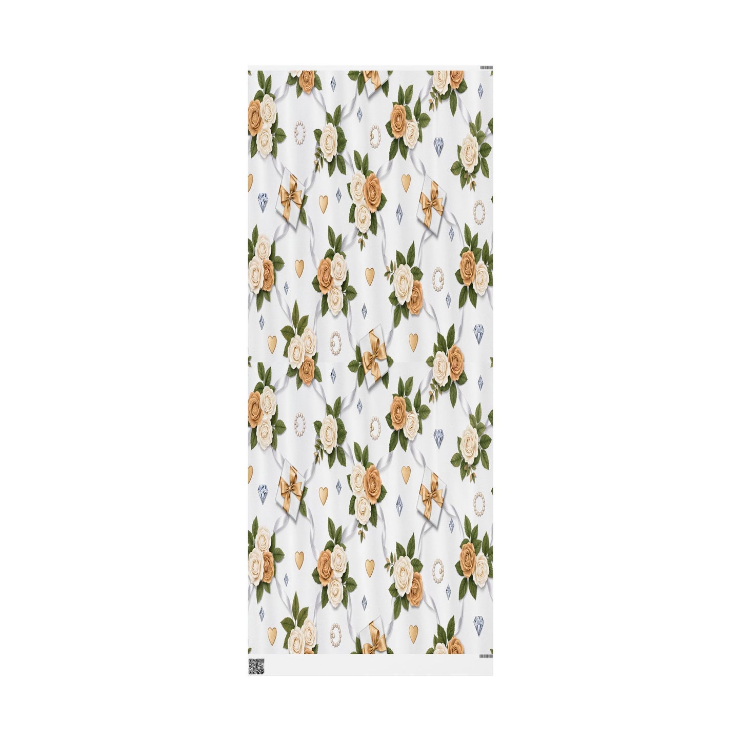 Elegant Cream Hearts and Diamonds Floral Gift Wrap Paper