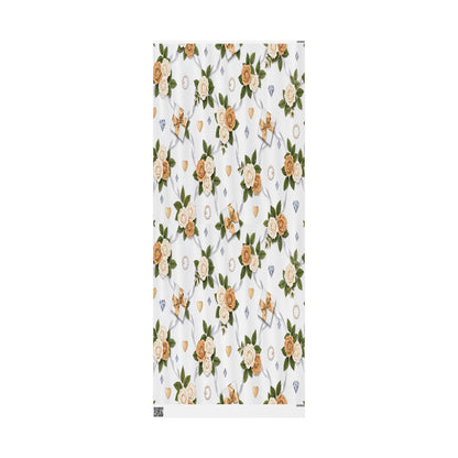 Elegant Cream Hearts and Diamonds Floral Gift Wrap Paper