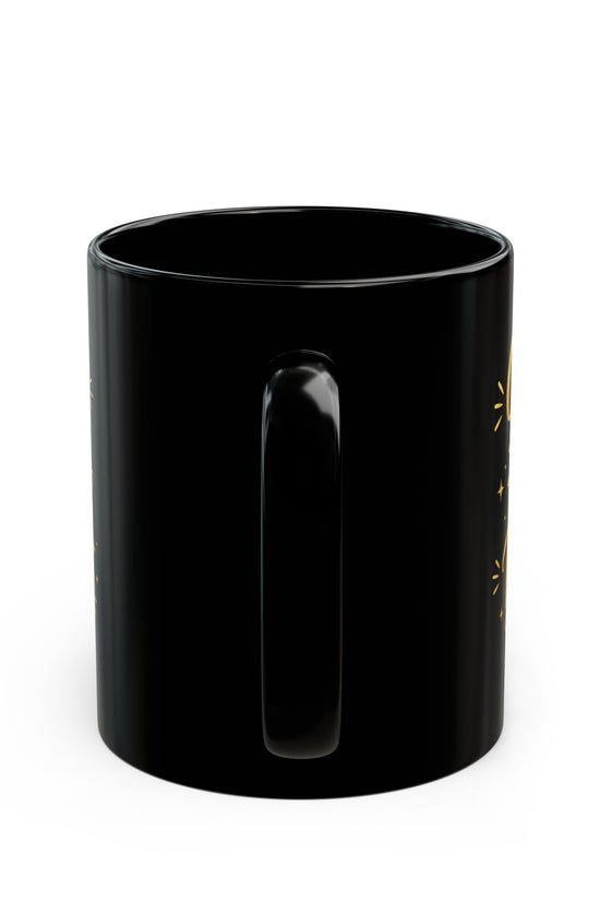 Grateful Happy Blessed Black Mug — 11oz/15oz Inspirational Coffee Cup