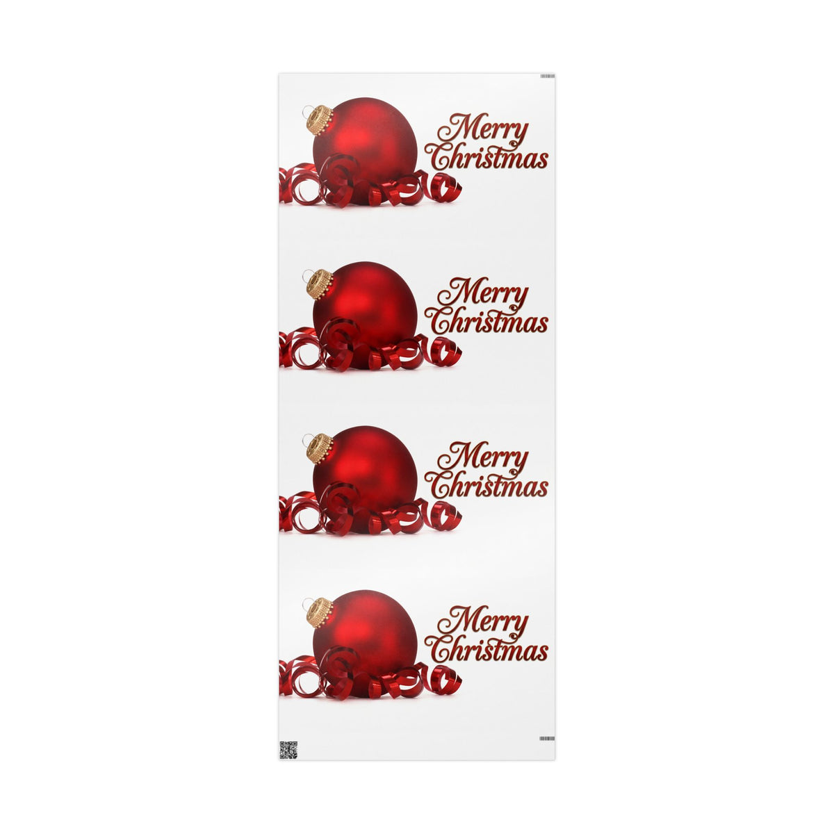 Christmas Ornament Wrapping Paper - "Merry Christmas" Red Bauble Gift Wrap