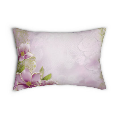 Floral Lavender Lumbar Pillow — Soft Pink Blossom Decorative Accent