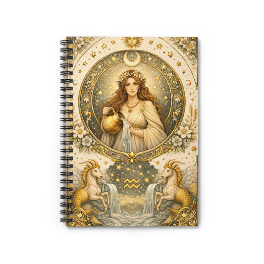 Celestial Aquarius Zodiac Spiral Notebook (Ruled)