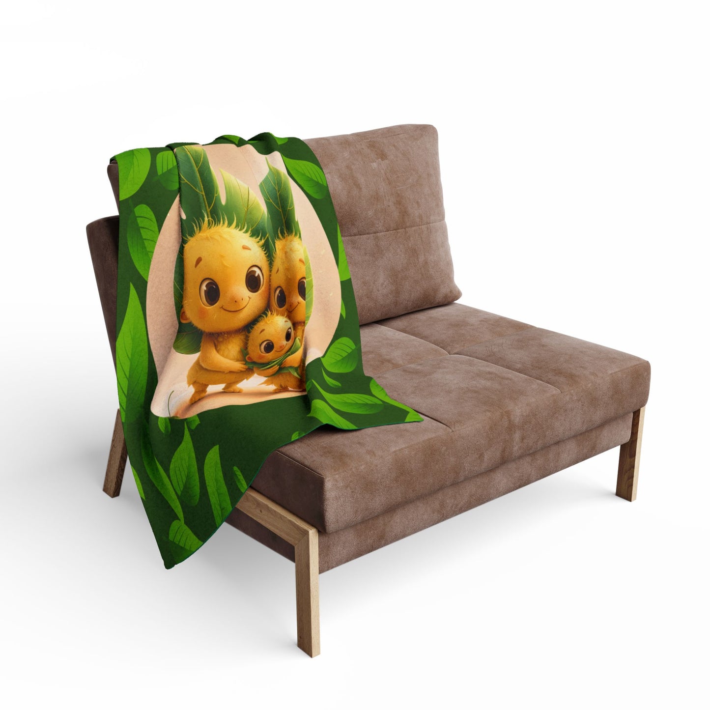 Cute Leaf Sprite Family Fleece Blanket — Cozy Green Nature Throw for Kids & Nursery by Grace Canvas Shop