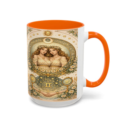 Celestial Gemini Vintage Art Nouveau Coffee Mug