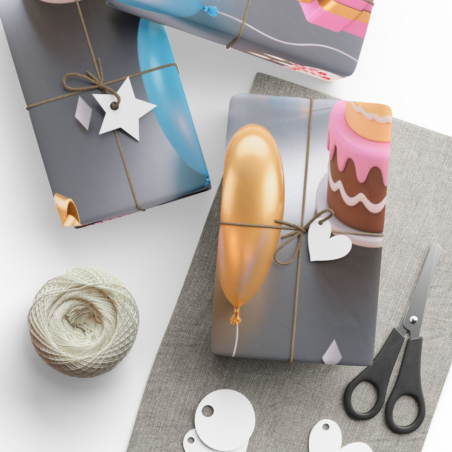 Birthday Cake & Balloons Wrapping Paper — Festive Gift Wrap for Parties by Grace Canvas Shop