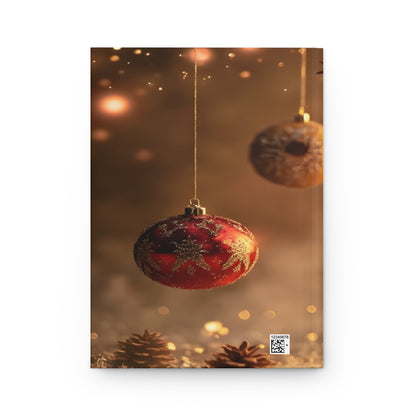 Ballet Holiday Hardcover Journal — Lined Notebook with Golden Ballerina & Christmas Ornaments