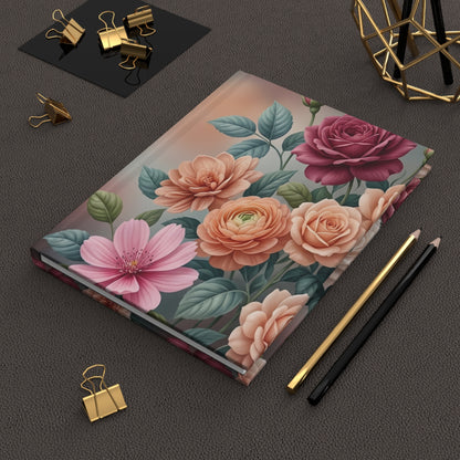 Floral Hardcover Journal — Vintage Roses Matte Notebook for Writing & Gifts