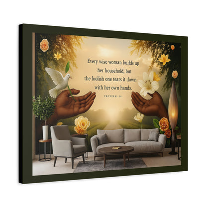 A Wise Woman Proverb 14 Inspirational Canvas Wall Art by Grace Canvas