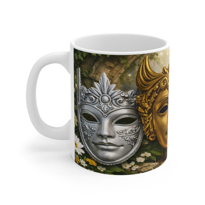 Gold & Silver Venetian Mask Coffee Mug, 11oz