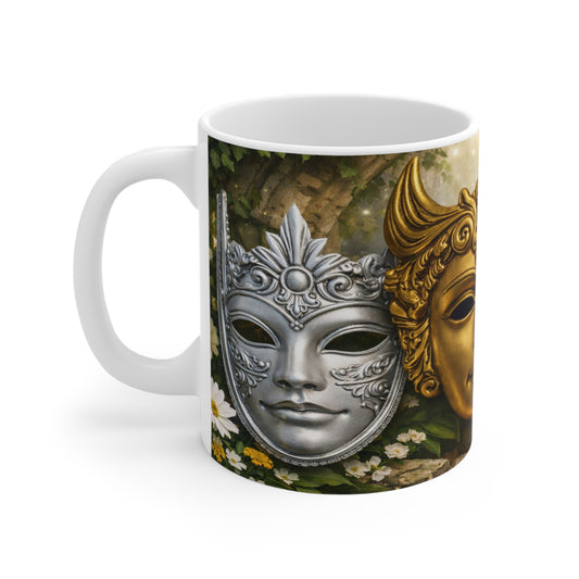Gold & Silver Venetian Mask Coffee Mug, 11oz
