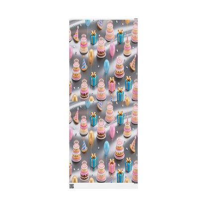 Birthday Cake & Balloons Wrapping Paper — Festive Gift Wrap for Parties by Grace Canvas Shop