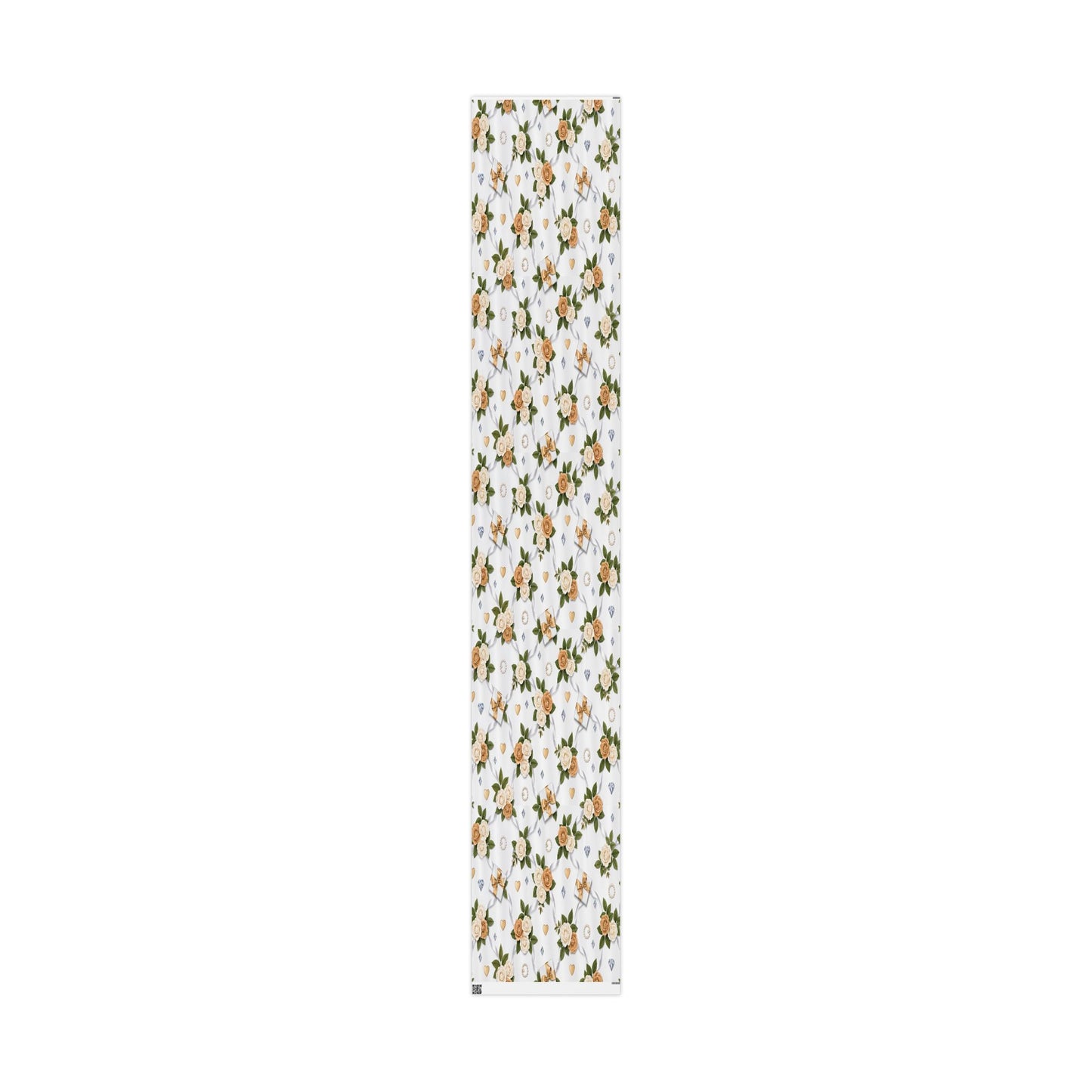 Elegant Cream Hearts and Diamonds Floral Gift Wrap Paper