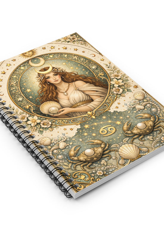 Celestial Cancer Spiral Ruled Journal by Grace Canvas Shop