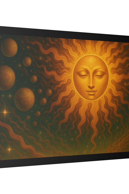 Mystical Sun Wall Canvas - Golden Celestial Art Stretched Canvas by Grace Canvas.shop