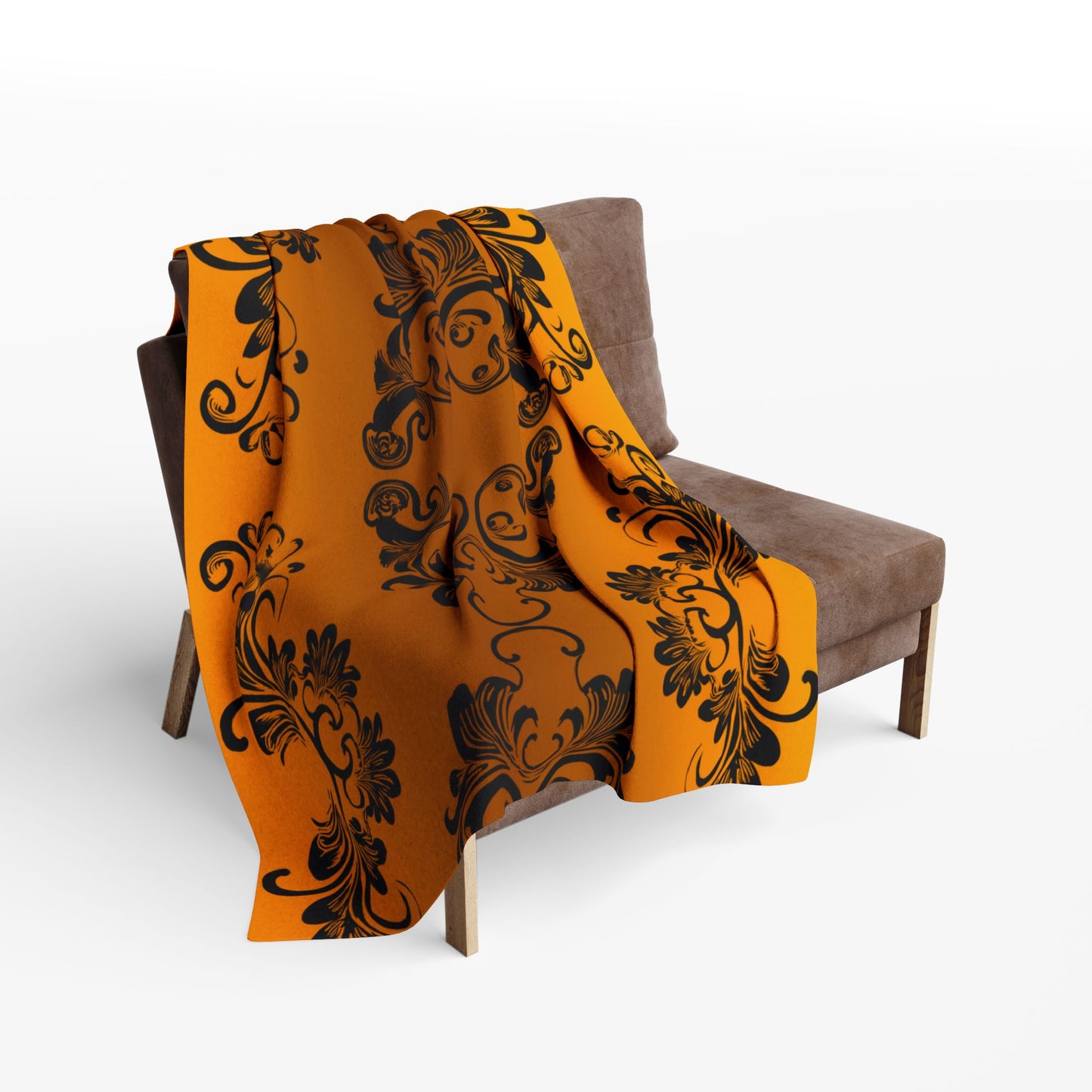 Ornate Gold Damask Fleece Blanket by Grace Canvas Shop