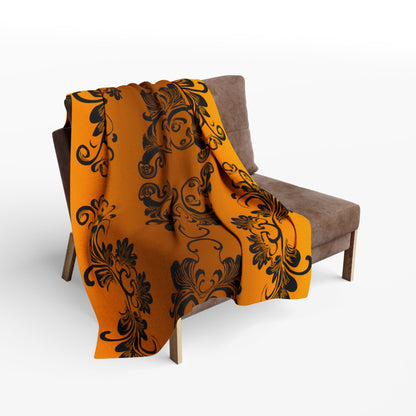 Ornate Gold Damask Fleece Blanket by Grace Canvas Shop